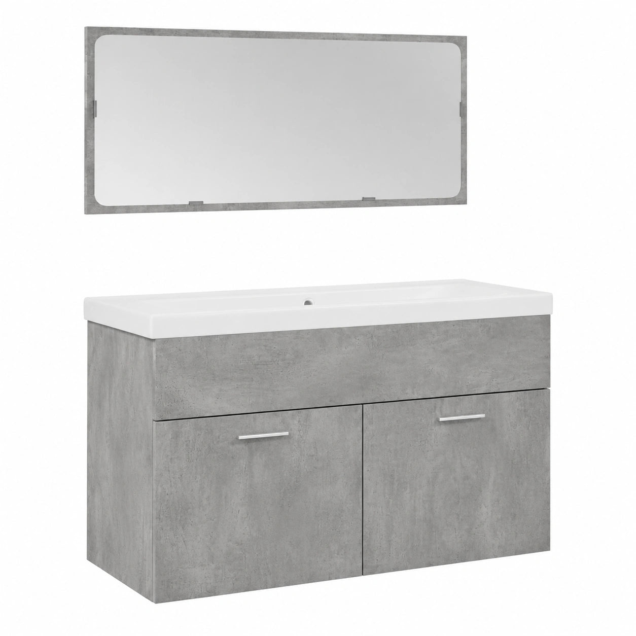 Conjunto de Muebles de Baño de 2 Piezas en Madera Contrachapada Efecto Hormigón Gris