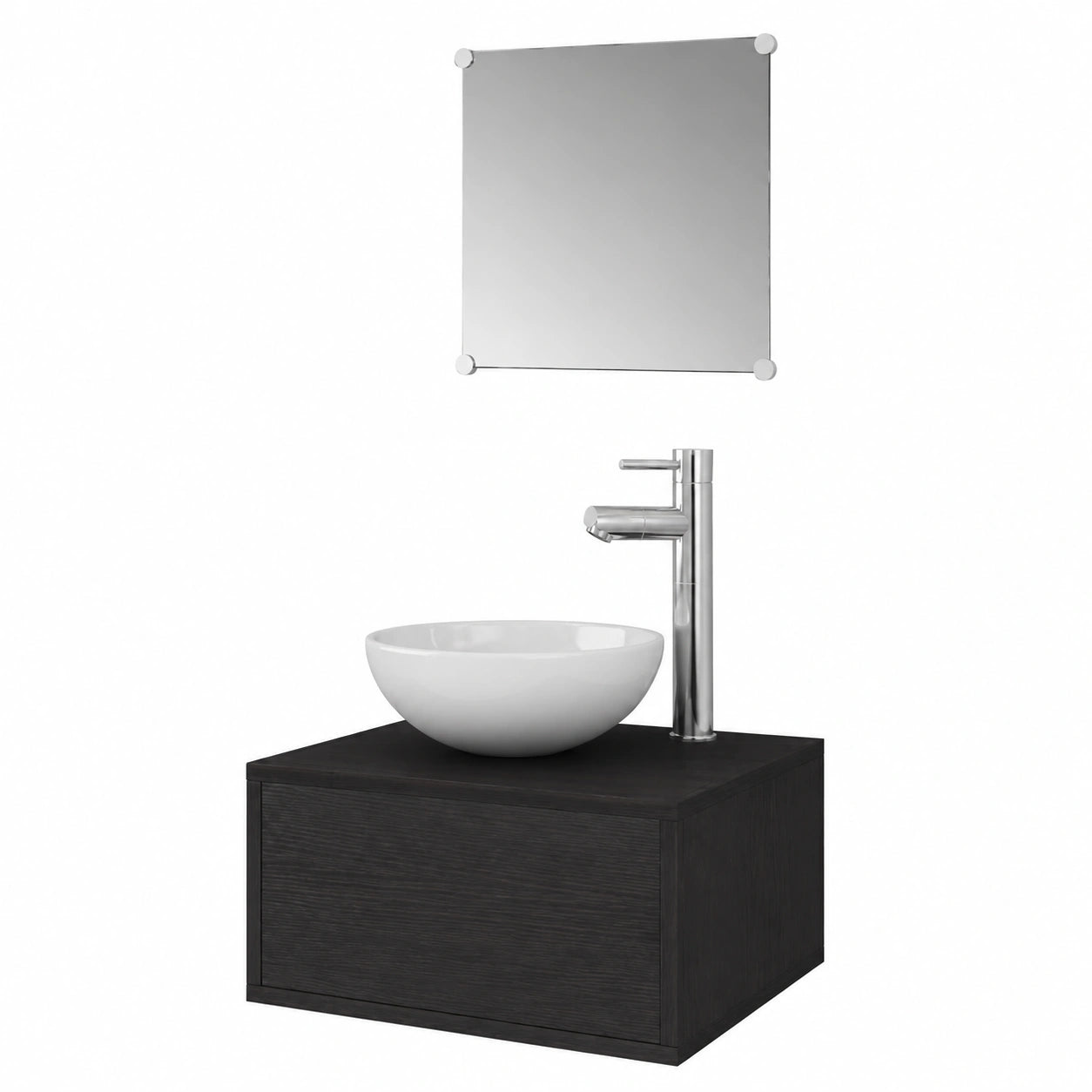 Conjunto de Muebles para Baño con Lavabo y Grifo, 4 Piezas de Almacenaje en Negro