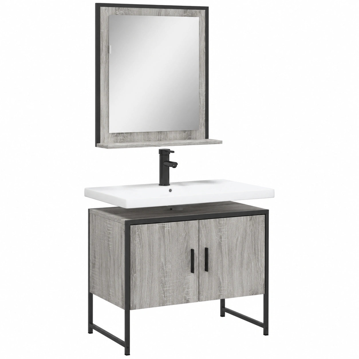 Conjunto de 2 Muebles de Baño Sonoma con Espejo y Almacenamiento
