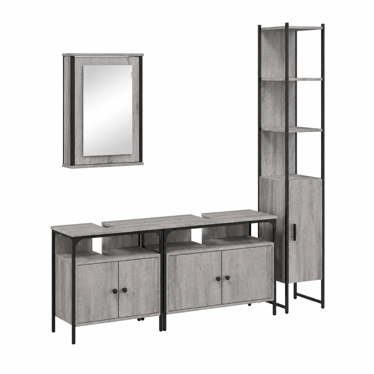 Conjunto de Baño 4 Piezas Madera Gris Sonoma vidaXL