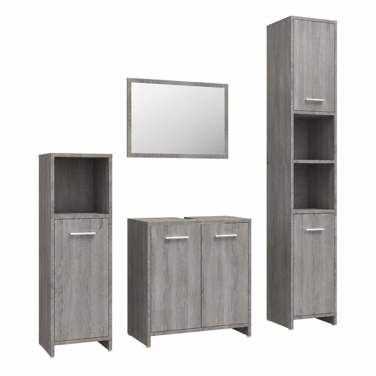 Conjunto de Muebles de Baño en Madera Gris Sonoma, 4 Piezas