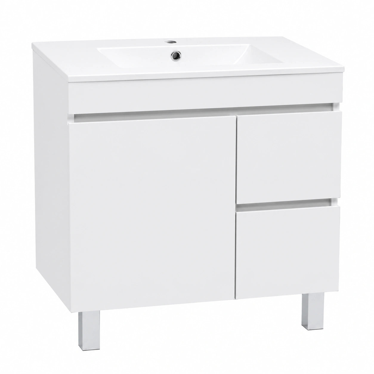Conjunto de Mueble de Baño con Lavabo de 60 cm y Pie de Porcelana, Instalación Compacta