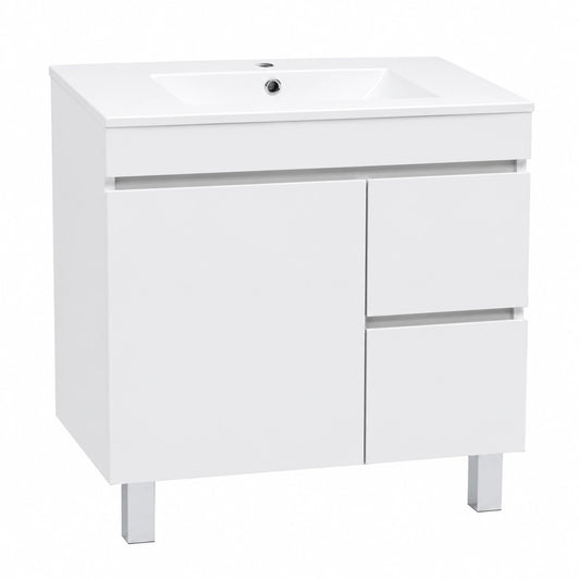 Conjunto de Mueble de Baño con Lavabo de 60 cm y Pie de Porcelana, Instalación Compacta