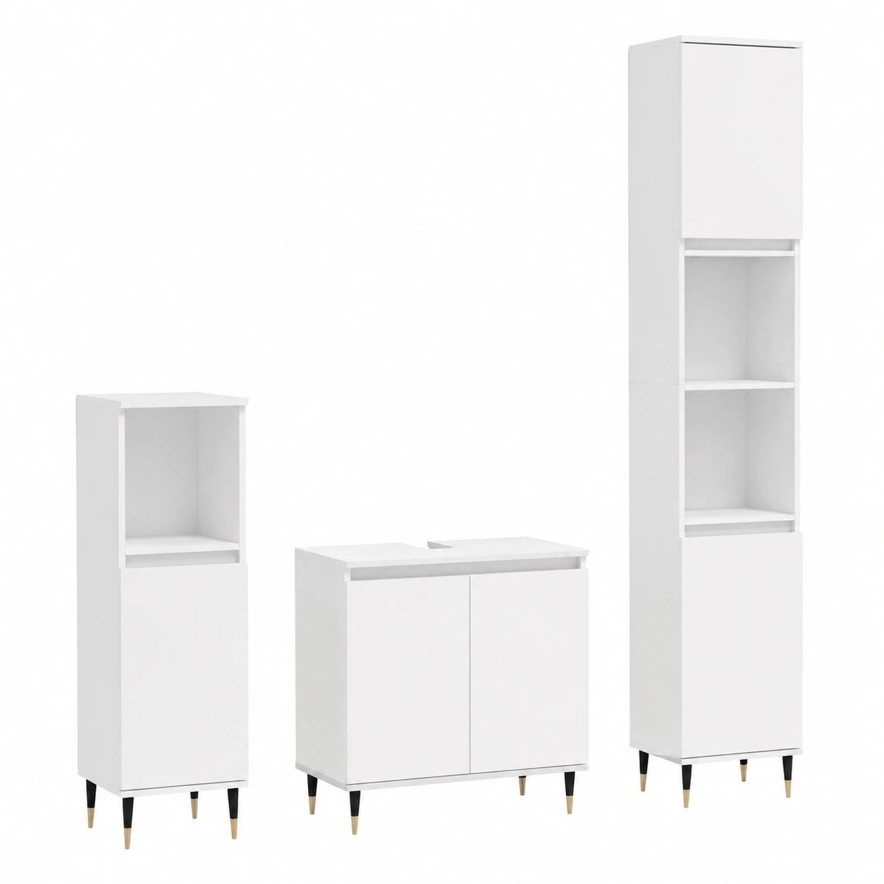 Conjunto de Muebles de Baño de Madera Blanca 3 Piezas