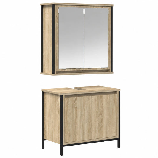 Conjunto de Muebles de Baño de 2 Piezas en Madera de Roble Sonoma