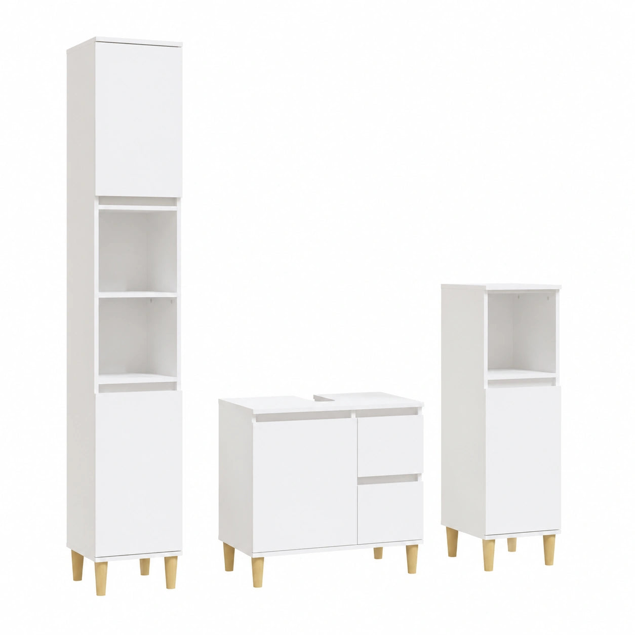 Conjunto de Muebles de Baño Blanco de Madera Contrachapada, 3 Piezas