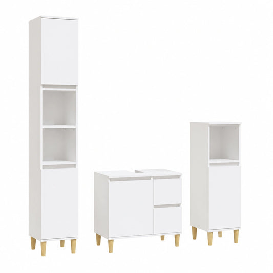 Conjunto de Muebles de Baño Blanco de Madera Contrachapada, 3 Piezas