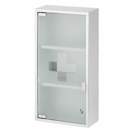 Botiquín de Acero Inoxidable con Cerradura, 3 Estantes Fijos, Montaje en Pared