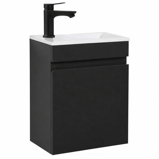 Juego de Muebles de Baño 40 cm con Lavabo Montado (Negro, Sin Grifo)