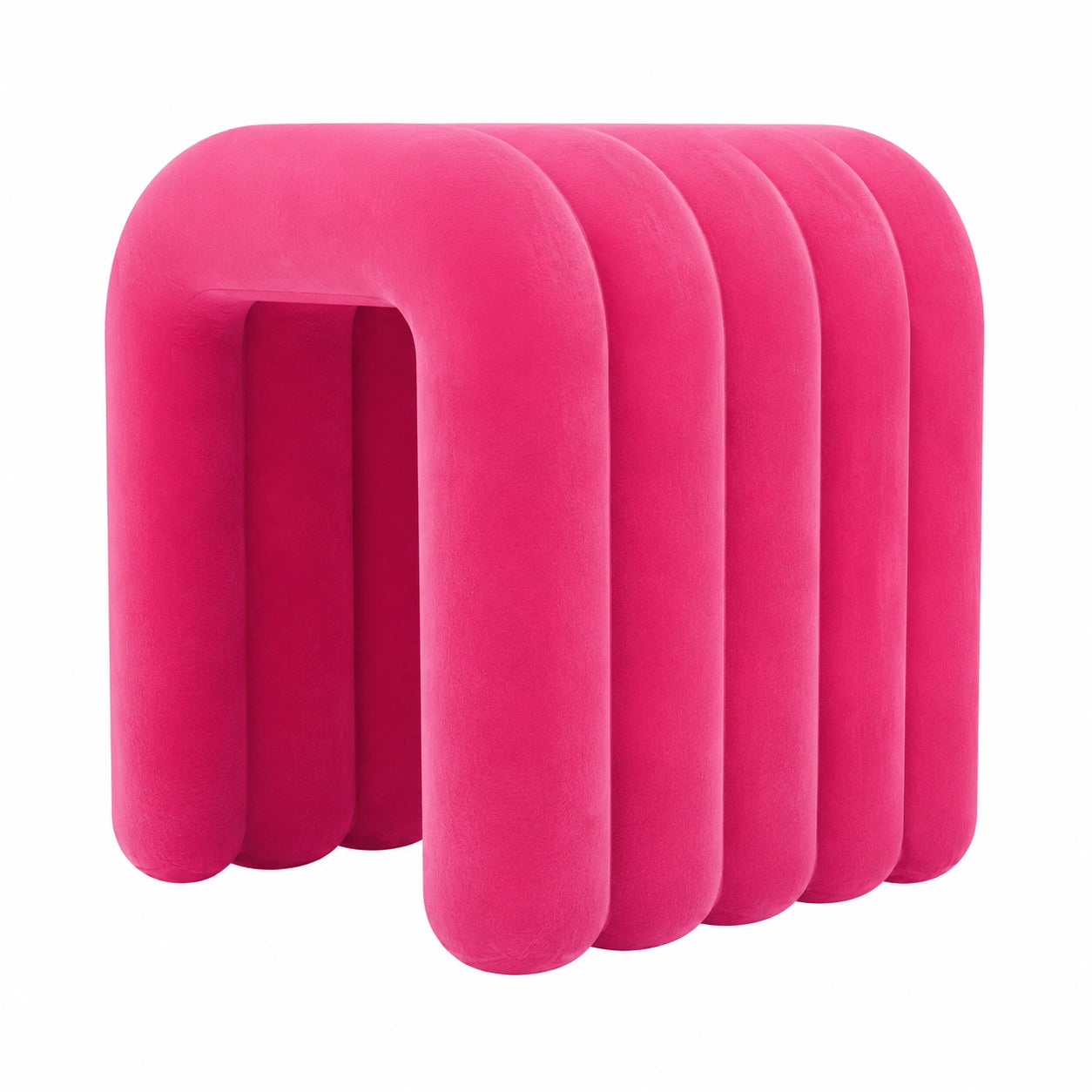 Puf otomano moderno de franela, silla cómoda para sala de estar y dormitorio, juego de 2 (Rosa Claro)