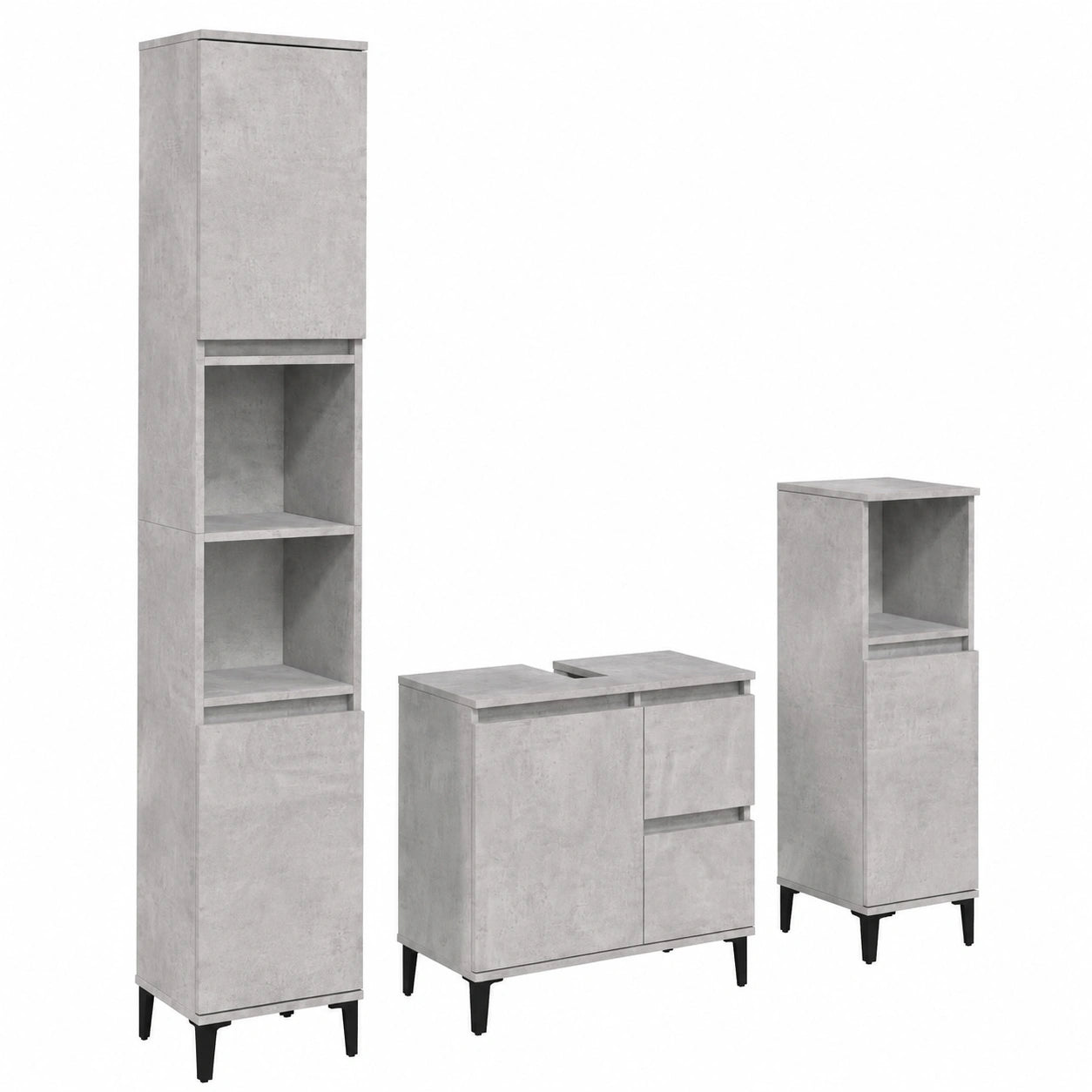 Conjunto de Muebles de Baño en Madera Gris Hormigón de 2 Piezas