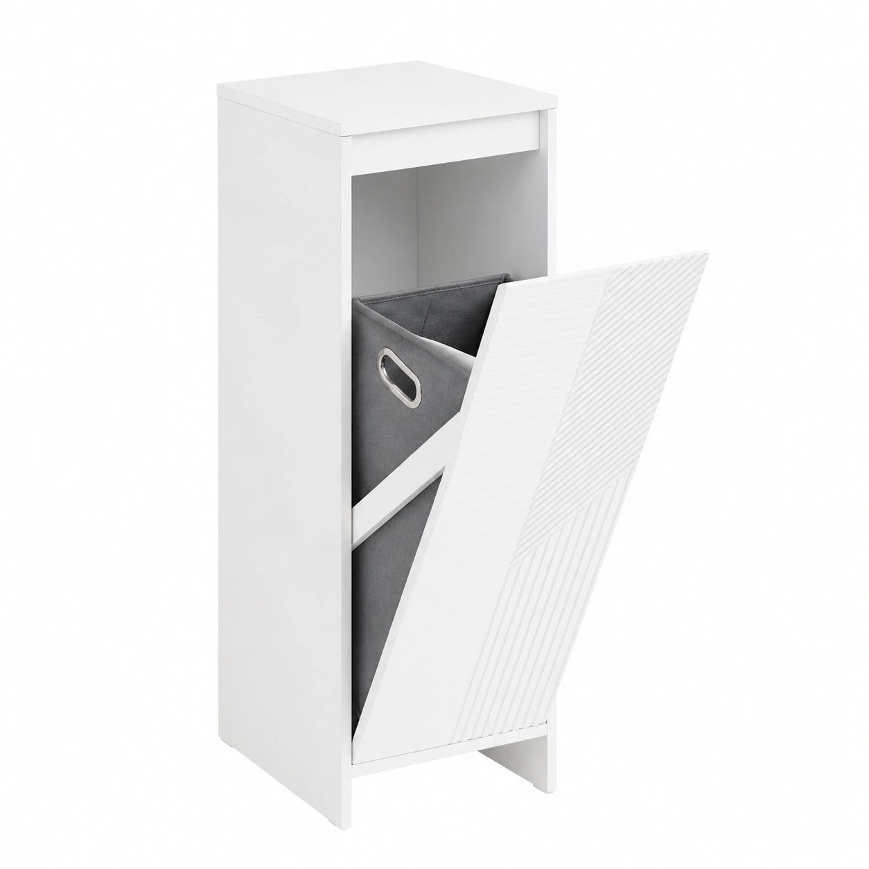Armario de Baño Compacto SoBuy con Cesto para Ropa, Blanco, 30x30x87 cm