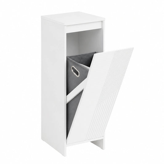 Armario de Baño Compacto SoBuy con Cesto para Ropa, Blanco, 30x30x87 cm