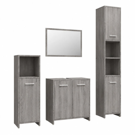 Conjunto de Muebles de Baño en Madera Gris Sonoma, 4 Piezas