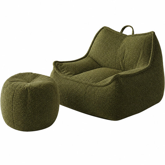 Cojín Cubierta para Puf Gigante Ultrasuave, Perfecto para Sala, Dormitorio o Balcón (Verde, Incluye Funda)