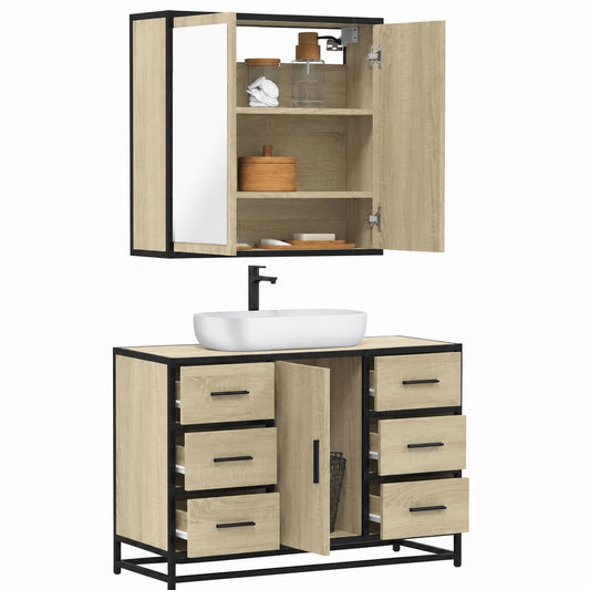Conjunto de Muebles de Baño en Roble Sonoma de 2 Piezas