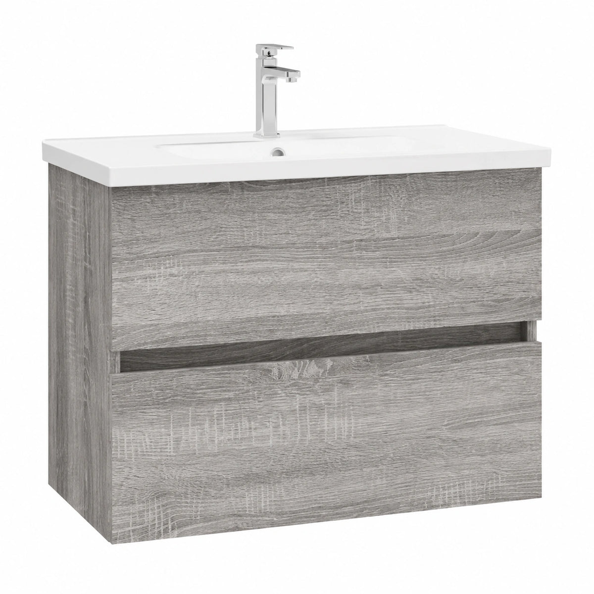 Juego de muebles de baño gris Sonoma de dos piezas en madera contrachapada