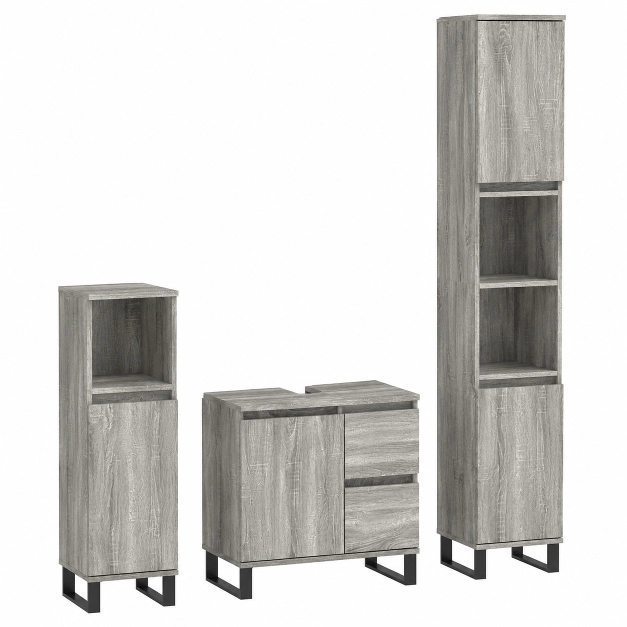 Conjunto de Baño de 3 Piezas en Madera Gris Sonoma