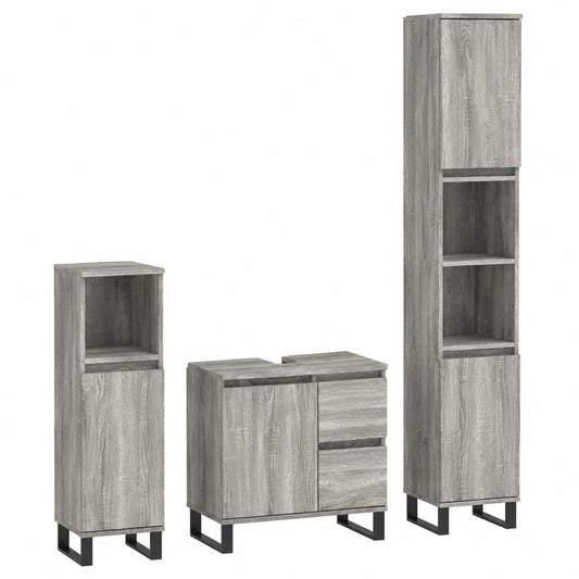 Conjunto de Baño de 3 Piezas en Madera Gris Sonoma